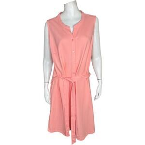 Isaac Mizrahi Live Paradise Peach Sleeveless Dress 1X Pima Cotton NWOT‎